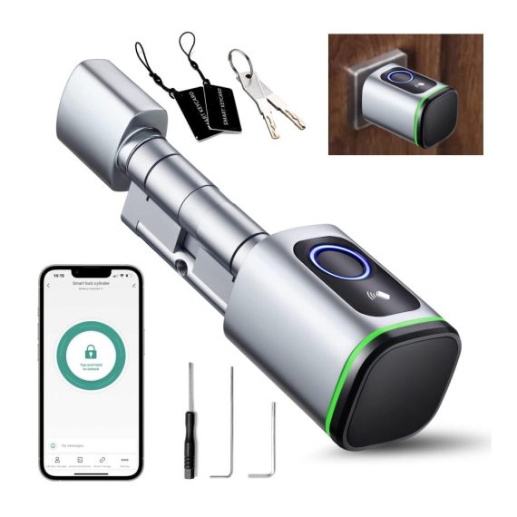 AVATTO Smart Elektronisches Türschloss - 60mm (30/30) mit Fingerabdruck Schlüssel IC-Karte Smart Life App Bluetooth - Zylinderschloss für sichere und bequeme Türkontrolle