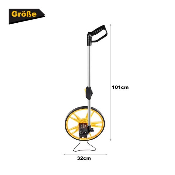 Klappbares Messrad mit Ständer - Präzise Distanzmessung bis 9.999 Meter 32 cm Raddurchmesser