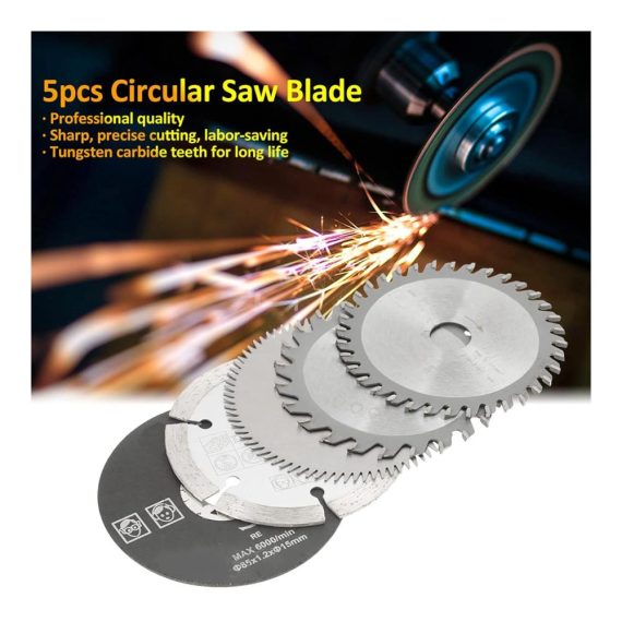 5er Set Mini Hartmetall Kreissägeblätter Ø 85x15mm - Ideal für Holz Metall & Alu - Sägeblätter für Präzises Schneidwerkzeug