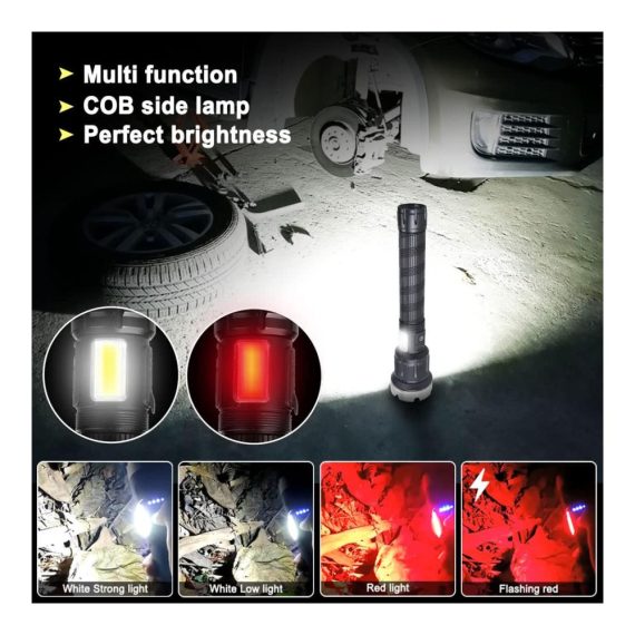 10000 Lumen VASTFIRE LED Taschenlampe mit einstellbarem Fokus und USB-Wiederaufladung - Ideal für Camping Jagd und Rettungseinsätze in der Natur