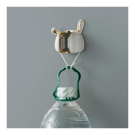 Wandmontage Mopphalter Set - 3 Stück Kaninchenförmig Badezimmer Besen Mopp Klemme Mehrzweckhaken für Mopp Lagerung Rack in Weiß