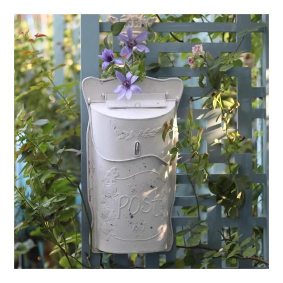 Vintage Gusseisen Locking Mailbox - Dekorative Wandbriefkästen im Freien für den Garten mit metallischem Blumenmuster