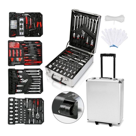 1031-teiliges Werkzeugset im 4-lagigen Trolley-Koffer (52x35x20cm) mit Rollen