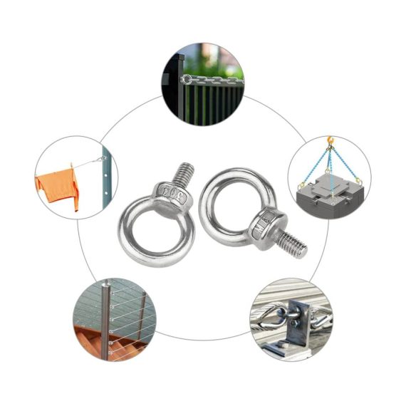 Edelstahl Augenbolzen M8 - Ringschrauben Set (10 Stück) | Runde Ösenschrauben Ringbolzen Augbolzen | Metrisch 304 Edelstahl Hardware | Korrosionsbeständige Ringösen