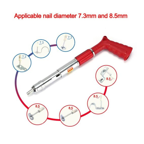 Tragbarer Handnieter für Nagler & Tacker – Leistungsstarker 4-Gang Concrete Nailer mit einstellbarer Kraft für Deckeninstallation und Deckendekoration – Handnagler Hardware Tools (200 Stück 25mm Rundkopfnägel inklusive