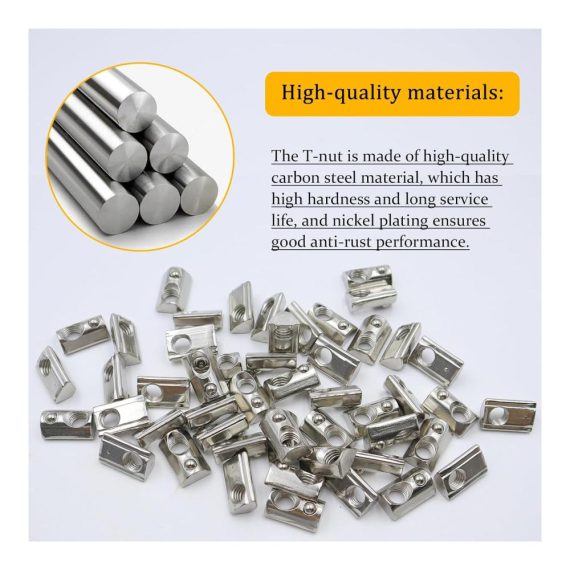 M8 Nutensteine (50 Stück) mit Zentrierungskugel – Edelstahl T8 Gleitmuttern für Aluminiumprofil Extrusionsschlitz
