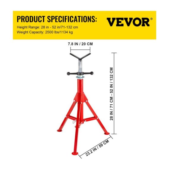 Höhenverstellbarer V-Head-Rohrständer 28-52 Zoll tragbarer Pipe Jack-Ständer mit V-Fold-A-Jacks