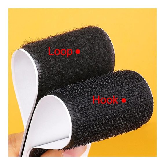 Selbstklebendes Klettverschlussband 5m/Paar Hochfestes Gewebeband mit Nylonhaken Magisches Klebeband für Heimwerker 16-110 mm Schwarz 38mm - Hook and Loop inklusive Kleber
