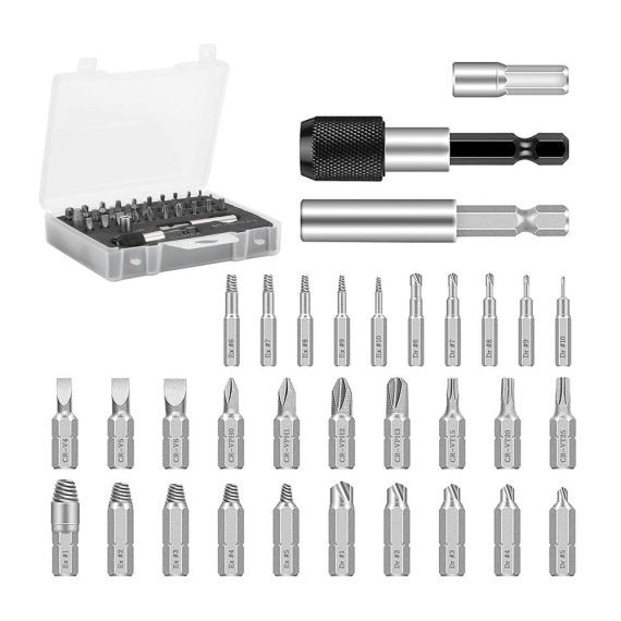 Gewindebohrer-Auszieher Molbory 33tlg. Set – Linksausdreher für Abisolierte & Gebrochene Schrauben – Schraubenlöser & Bohrschrauber Zubehör – Schraubendreher Kit mit Schraubentfernungssatz