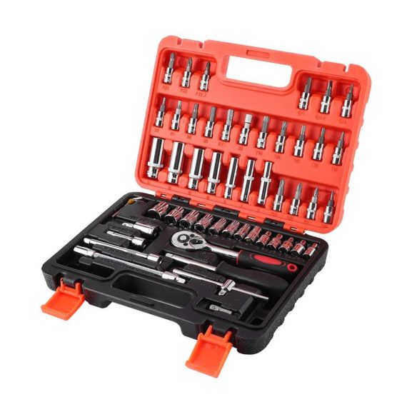53-teiliges 1/4-Zoll Steckschlüssel-Set mit Ratschen-Drehmomentschlüssel Combo - CR-V Auto-Reparatur-Werkzeugsatz für Haushaltswartung Autoreparatur und mechanische Reparatur