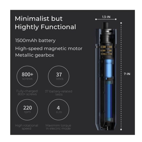 HOTO Mini Akkuschrauber Set 36V Elektro Schraubendreher mit 8Nm Drehmoment 1500mAh Akku LED Ringlicht 26-tlg. S2-Stahl Bits USB-C Aufladen – Kraftvoller Akku- & Bohrschrauber für 800 Schrauben in praktischer Magnetbox