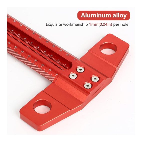T-Type Reißnadel aus Aluminiumlegierung - 400mm Anreißwerkzeug mit Scriber Quadrat-Lineal und Markierungslehre für präzise Zimmermannsvermessung