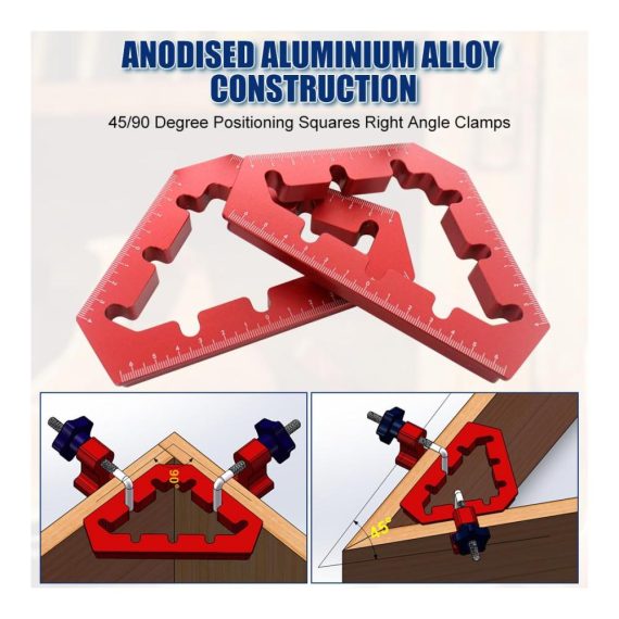 Aluminium Winkelspanner Set - Präzise 45/90 Grad Positionierung rechtwinklige Klemmen für Holzbearbeitung Zimmermannswinkel aus hochwertiger Legierung für DIY Handwerk und Heimwerken