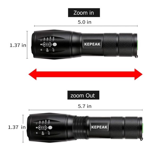 1000 Lumen LED Taschenlampen Set - Wasserdichte Zoombare Campinglichter mit 5 Lichtmodi - Batteriebetrieben Ideal für Outdoor Wandern Notfall - Kompakte Handleuchten 2 Stück