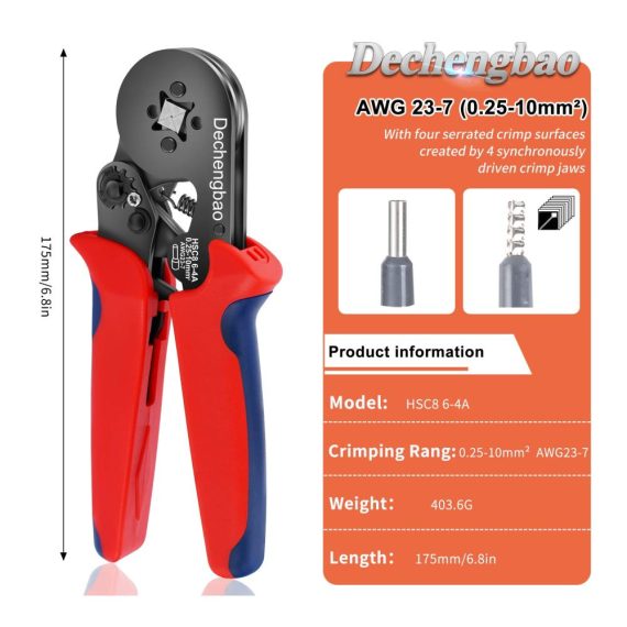 Crimpzangen Aderendhülsen-Crimpzange | Verstellbare Crimpwerkzeuge für 025–6 mm² Kabel | Professionelle Crimpzange für AWG 23–7 | Effiziente Aderendhülsen-Crimpzange