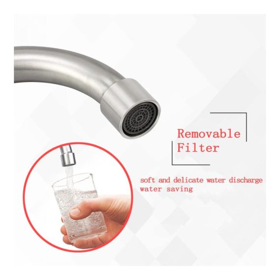 Einhand-Küchenarmatur aus Edelstahl | 360° Schwenkbarer Wasserhahn für Küche und Spül | Kaltwasserhahn mit Silber-Finish | Moderner Einhebelmischer | Kaltem Wasser 360°Drehbar | Wasserhahn für Kaltem Wasser
