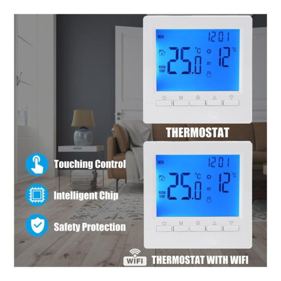 Digitaler Raumthermostat für Fußbodenheizung – Effiziente Raumheizung mit LCD-Display programmierbar 5/2 Wochen elektrischer Thermostat