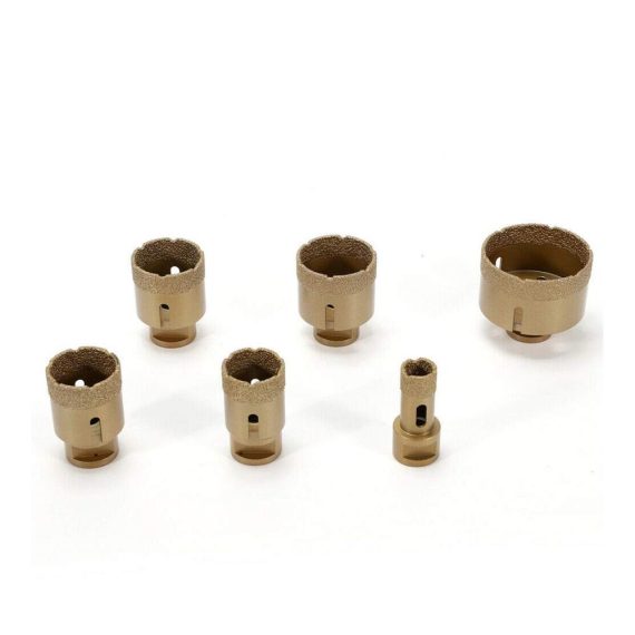 6-tlg. Profi Diamant-Bohrkronen Kit für Granit und Feinsteinzeug Fliesen - Premium Glasbohrer Set mit Vakuum-Technologie - Effizientes Fliesenbohrer Set für präzise Bohrungen - Diamantbohrer Bohrkrone in Gelb