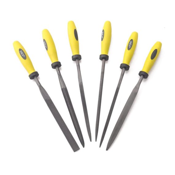 Präzises Raspeln Nadelfeilen-Set (6-teilig) - Inkl. flachem Schutz quadratischer dreieckiger runder und halbrunder Feile (4 x 160 mm) für exakte Metallbearbeitung
