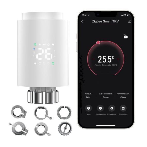 Programmierbares Zigbee Heizkörperthermostat | Smarte Heizungssteuerung für alle Ventile mit App-Steuerung | Kompatibel mit Alexa/Google Home | Erfordert Tuya Zigbee Hub