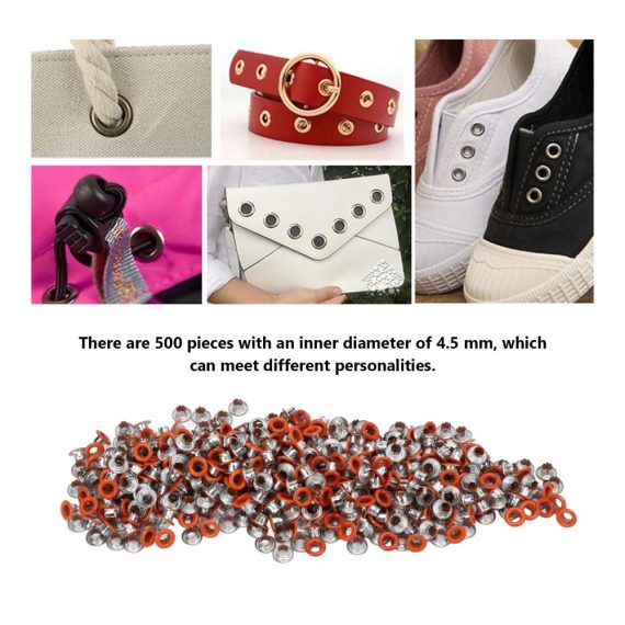 500 Stück bunte Metallösen mit abgerundeten Kanten für Schuhe & Kleidung | Robuste Tüllen in Orange