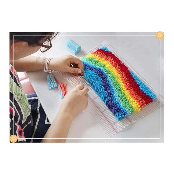 DIY Cactus Latch Hook Rug Kit for Needlework & Embroidery - JeeKoudy Carpet Tapestry with Button Pack