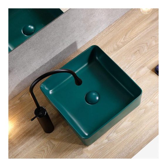 360° Rotating High-Arc Bathroom Faucet with Dual Hot and Cold Control - Copper Body in Refined Blue | Above Counter Basin Sink Tap