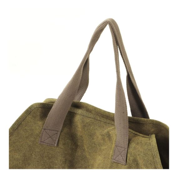 Brennholz Tragetasche aus Canvas - Praktischer Holzkorb für Outdoor Camping & Kaminholzofen - Kratzfeste Aufbewahrungstasche mit Halter für Holz Zubehör