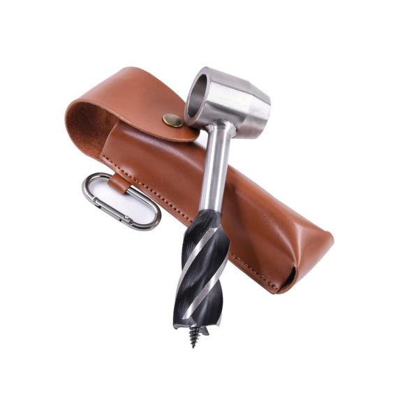 Bushcraft Handbohrer Survival Tool mit Scotch Eye-Schneckenbohrer - Manueller Bohrerschlüssel für Outdoor-Camping und Bushcrafting inklusive Schutzhülle und Haken