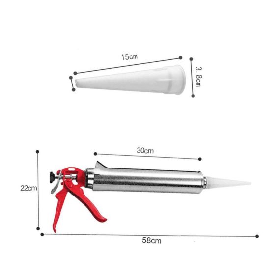 Edelstahl Fugenpistole für präzises Verfugen | Handmörtelpumpe 58x22 cm 2 Düsen inklusive