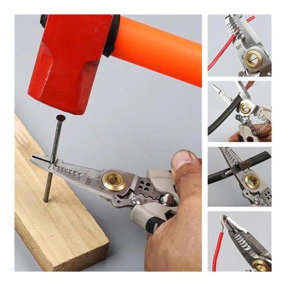 7-Inch Multifunctional Wire Stripper Tool with Cutter Crimper and Long Nose - 4-in-1 Stripping Cutting Crimping Splitting Wire Strippers for Precision Work