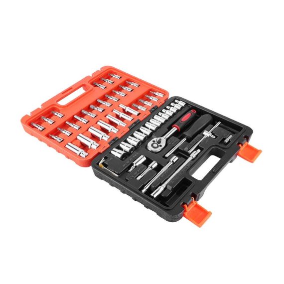 53-teiliges 1/4-Zoll Steckschlüssel-Set mit Ratschen-Drehmomentschlüssel Combo - CR-V Auto-Reparatur-Werkzeugsatz für Haushaltswartung Autoreparatur und mechanische Reparatur