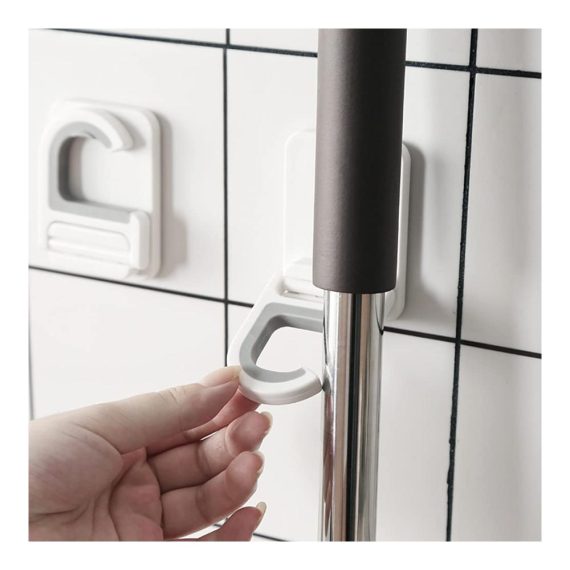 Selbstklebende Besenhalterung - 4 Stück CaiYuanGJ Mop Halter Ohne Bohren Einfach Einzustellen für Haushalt Bad Küche