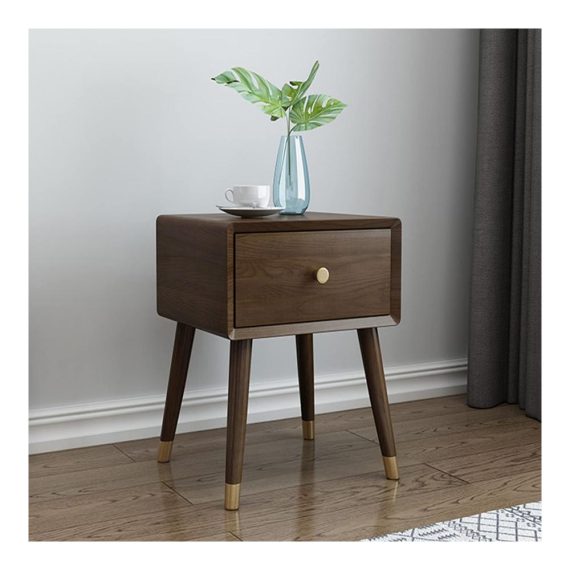 Massivholz Möbelfüße 4er Set - Schräg Konisch Holz Tischbeine für Sofa Bett Schrank - Inklusive Gold Messing Abdeckung Montageplatten & Schrauben - Natürliche Farbe 18cm / 7.08in