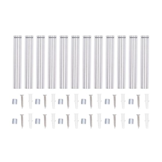 Edelstahl Dübelbohrer Bilderrahmen-Halter Schrauben Set (12 Stück) inklusive Abstandsschrauben und Werbenägel – Befestigungsset für Bilderrahmen (19 x 150 mm