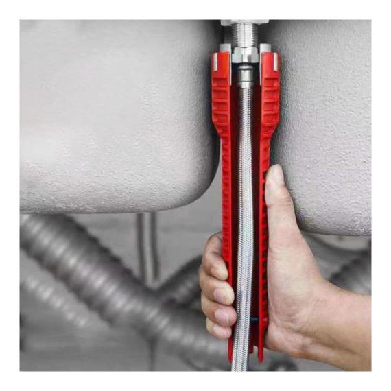 Multifunktionaler Sanitärwerkzeug-Set Rohrzangen & Wasserhahn-Installer | Klempner-Schlüssel für Spülbeckeninstallation | Badezimmerrohrabzieher (Rot 10x10x1.97 Zoll