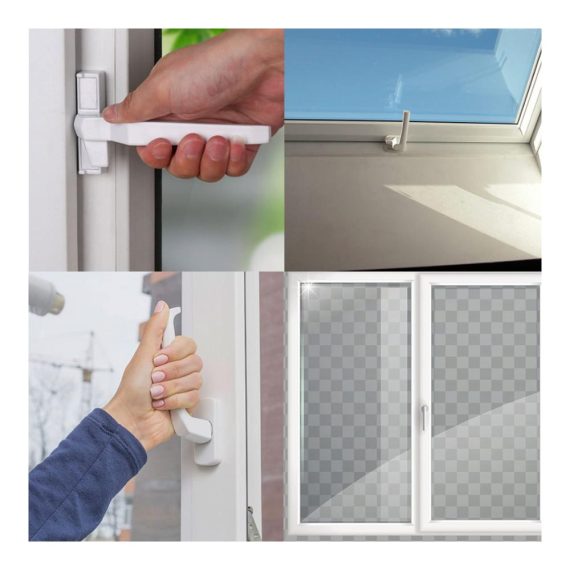 Aluminium Fenstergriff-Set in Weiß für sichere Fenster - 2 Stück