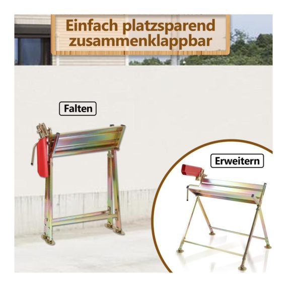 Sägebock mit Kettensägenhalterung und Kettenschutz - Klappbarer Sägeständer für Sägewerke und Werkstätten Messstab bis 150 kg 81x72x78.5 cm