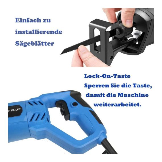 Professionelle 900W Säbelsäge mit 5 Sägeblättern - Reciprosäge für Holz und Metall 2800RPM