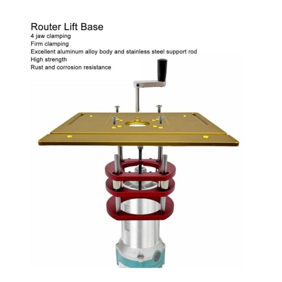 Präzisions-Oberfräsenliftsystem mit Hebebasis und Einlegeplatte für Holzbearbeitung – Router Lift für Oberfräsen mit erstklassiger Fräslift-Technologie