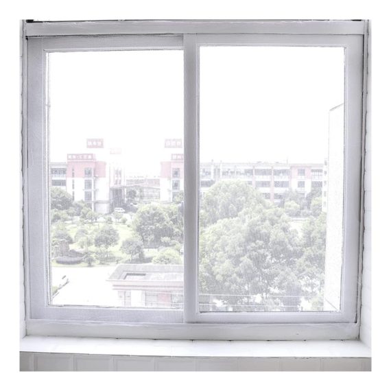 2er Pack Selbstklebendes Fliegengitter Fenster Set für Fenstertüren und Haustiergitter - inklusive Reparaturaufkleber - 15-2M White