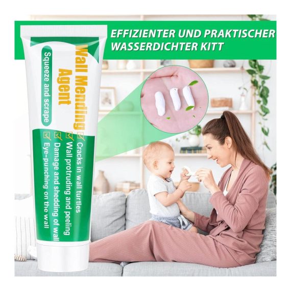 Weiß Spachtelmasse für Innen- und Außenwände | Wandreparatur-Creme mit Schleifpapier | Füllung für Löcher Risse Graffiti und Fliesen | Bohrloch-Patch für eine perfekte Innenreparatur