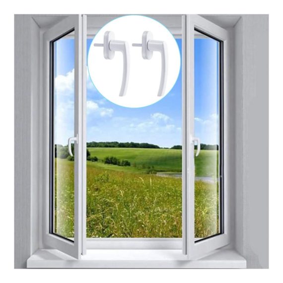 Aluminium Fenstergriff-Set in Weiß für sichere Fenster - 2 Stück