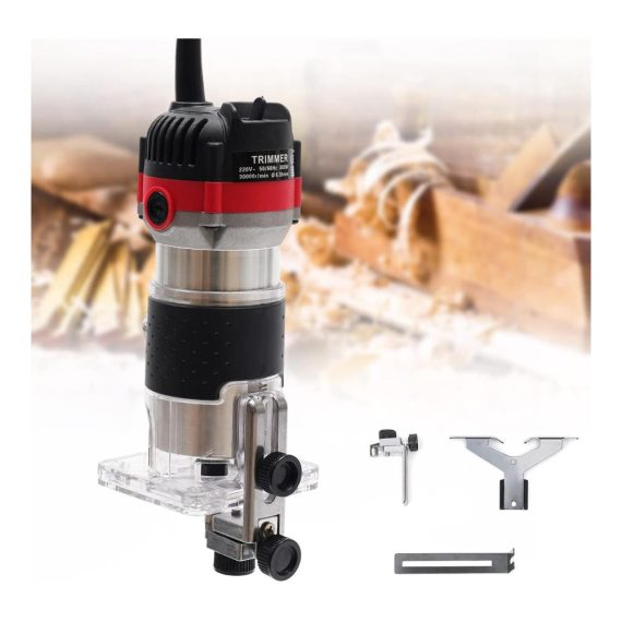 Elektrische Oberfräse 800W - Professionelle Kantenfräse und Handtrimmer für Holz - Einhand-Fräse 1/4 Zoll - Holzwerkzeug für Oberflächenveredelung und präzises Kurvenschneiden