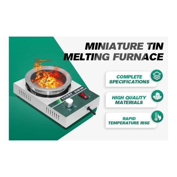 Löttiegel 200W Professioneller Bleifreier Lötkolben mit 50MM Titan-Schmelztiegel 500G Kapazität einstellbare Temperatur 200-450°C inkl. Extra Lötpaste und Schaber