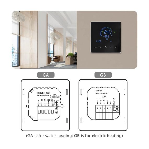 Programmierbares WiFi Smart Thermostat für Fußbodenheizung – Fernsteuerbar Tuya-kompatibel mit einstellbarer LED-Helligkeit 90-240V