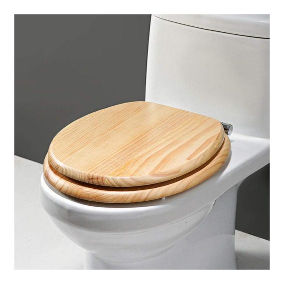 Moso Bambus Holz WC-Sitz mit Top-Befestigung und Verstellbaren Edelstahl-Scharnieren - Innovativer U/V/O-geformter Toilettendeckel aus Massivholz für Leichtigkeit und Bequemlichkeit