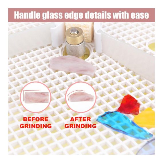 Buntglas-Schneider Set mit Glaszange und 2-in-1 Mini-Schleifwerkzeug – Praktisches DIY Schleifset für Mosaik Kunst und Bastelprojekte (Gelb