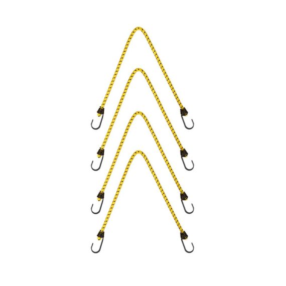 Elastisches Gummiseil-Set mit Haken (60 cm 4 Stück) - Vielseitige Bungee-Seile für Zelt-/Planenbefestigung gelb