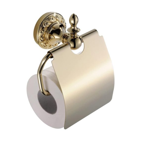 Hochwertiger Wandtoilettenpapierhalter mit goldenen Handtuchringen und praktischer Ablage – stilvolles Design aus Messing